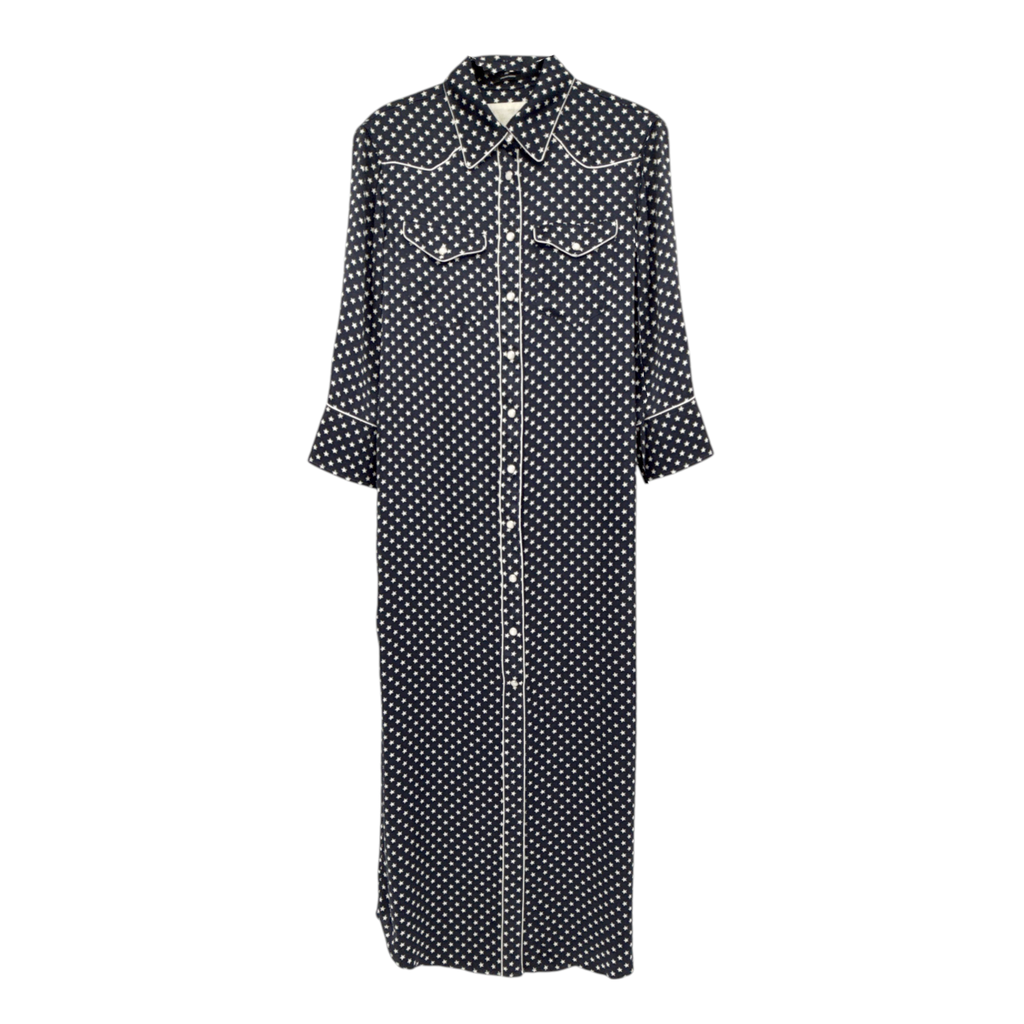 R13 Cowboy Dress in Silk Navy Star S R13