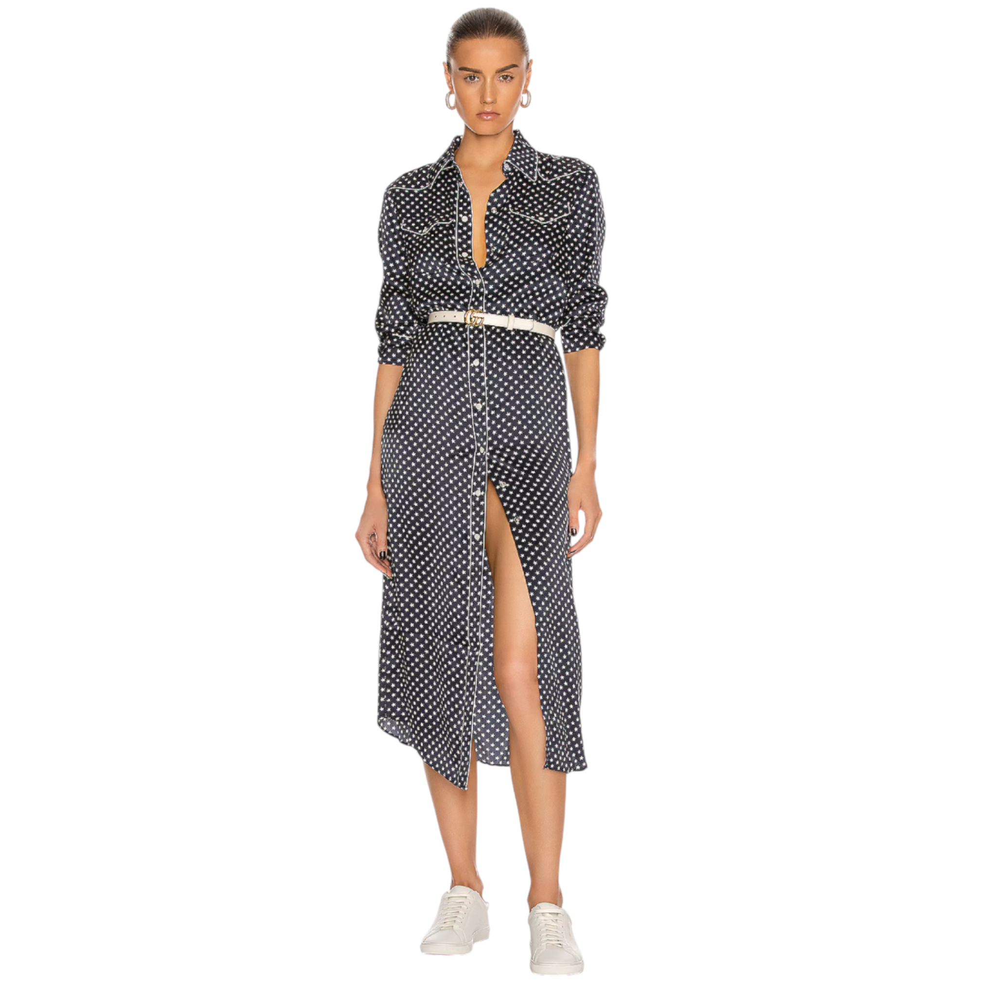 R13 Cowboy Dress in Silk Navy Star S R13
