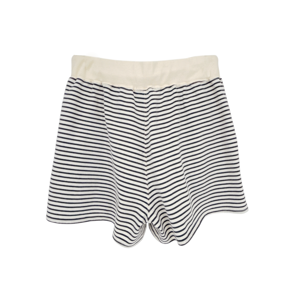 R13 Layered Pocket Sweatshorts in Navy/Ecru Narrow Stripe S R13
