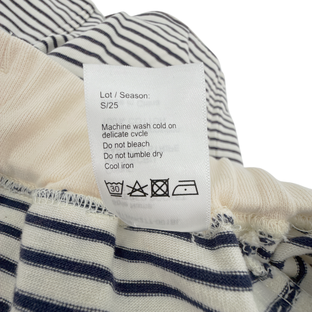 R13 Layered Pocket Sweatshorts in Navy/Ecru Narrow Stripe S R13