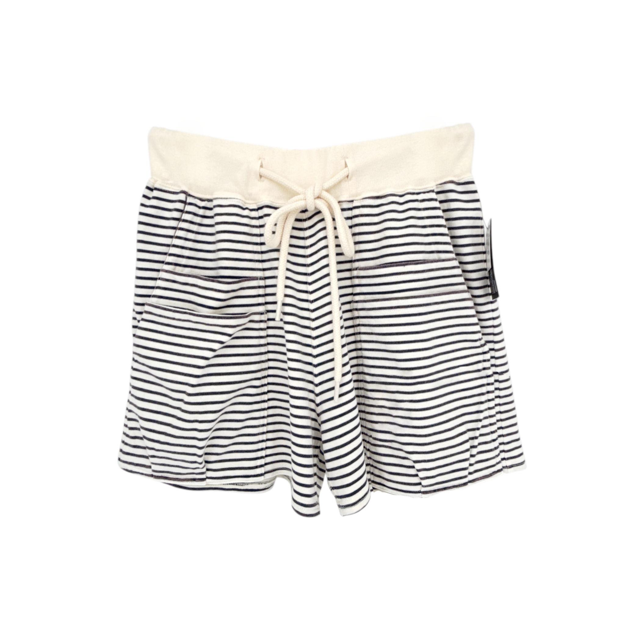 R13 Layered Pocket Sweatshorts in Navy/Ecru Narrow Stripe S R13