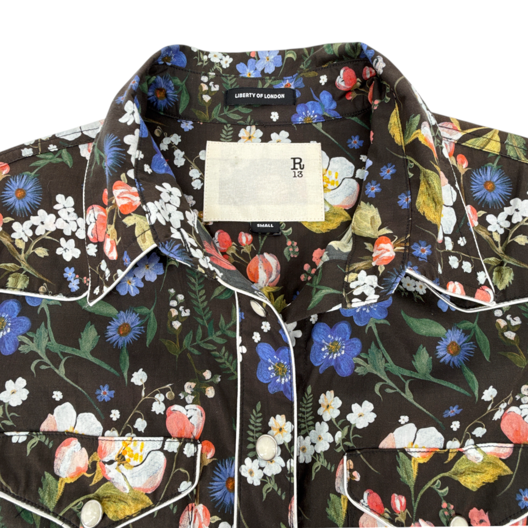 R13 x LIBERTY of LONDON Cowboy Dress in Black Floral S R13