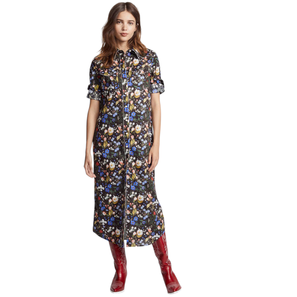 R13 x LIBERTY of LONDON Cowboy Dress in Black Floral S R13
