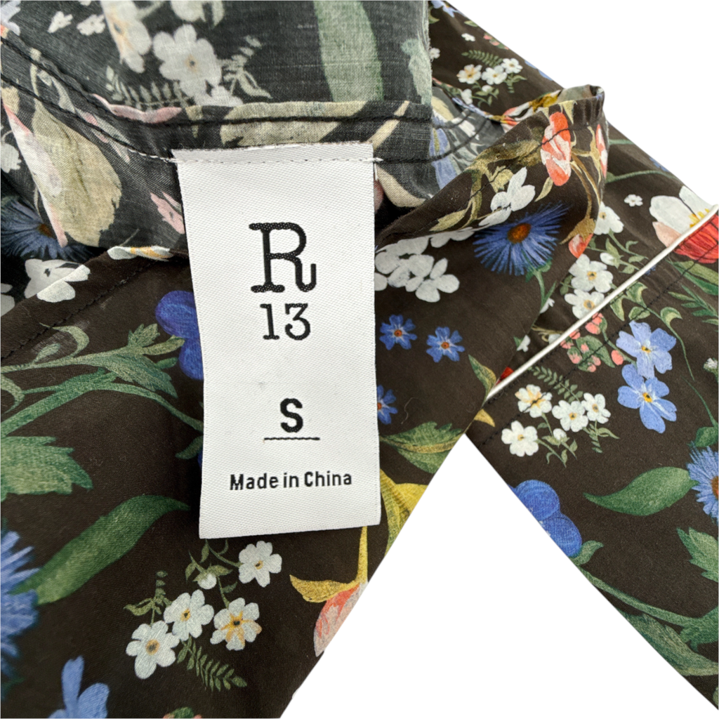R13 x LIBERTY of LONDON Cowboy Dress in Black Floral S R13