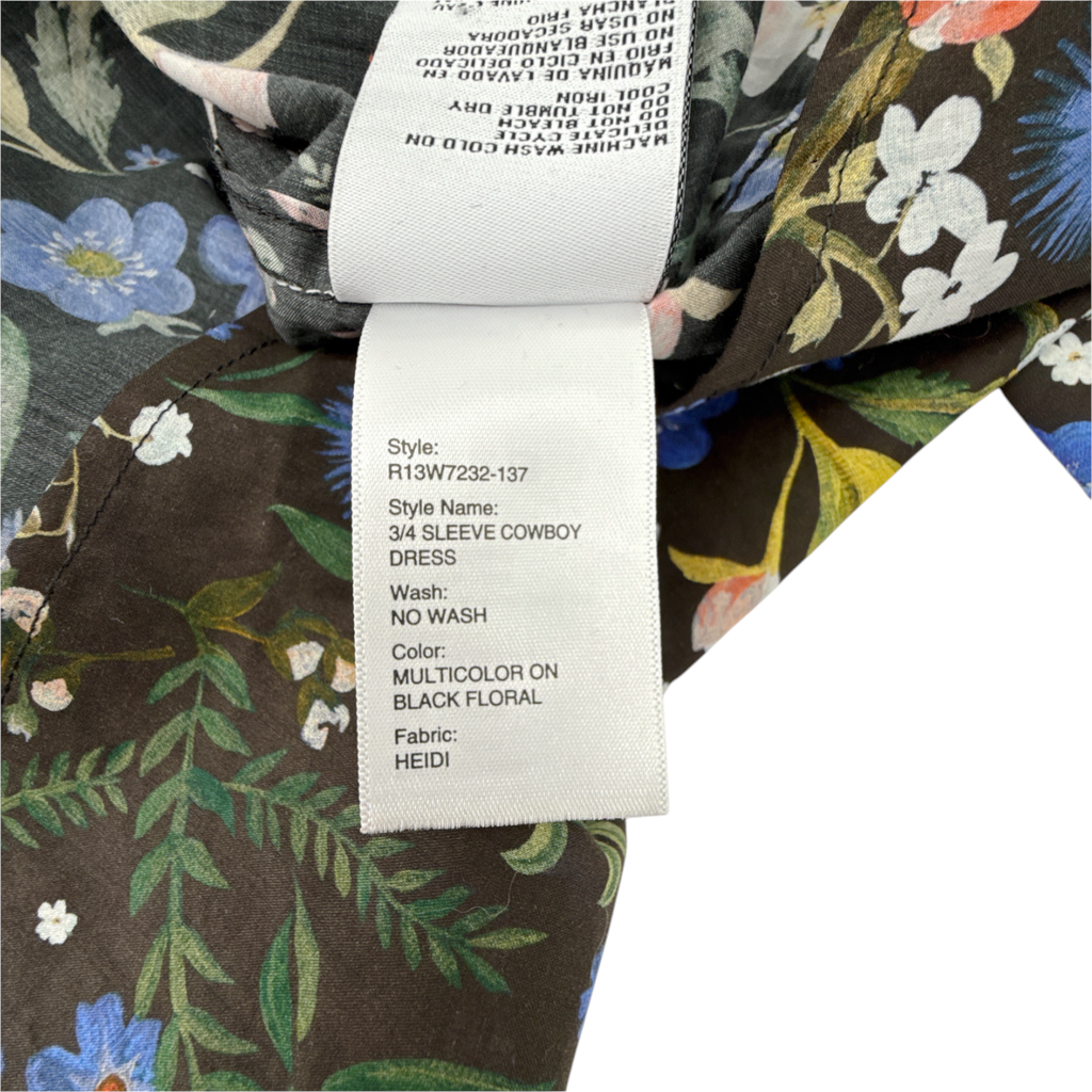 R13 x LIBERTY of LONDON Cowboy Dress in Black Floral S R13