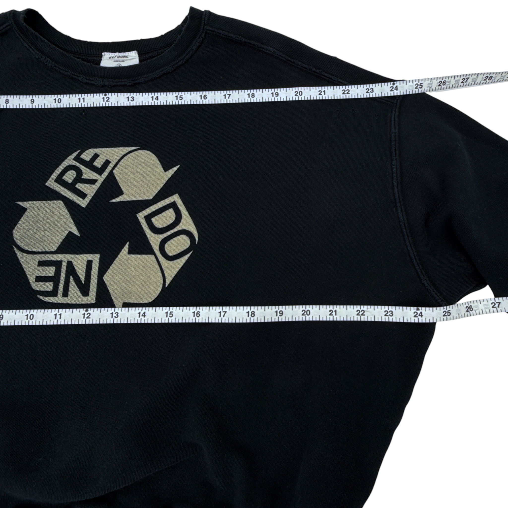 RE/DONE Recycle Distressed Crew Sweatshirt S RE/DONE