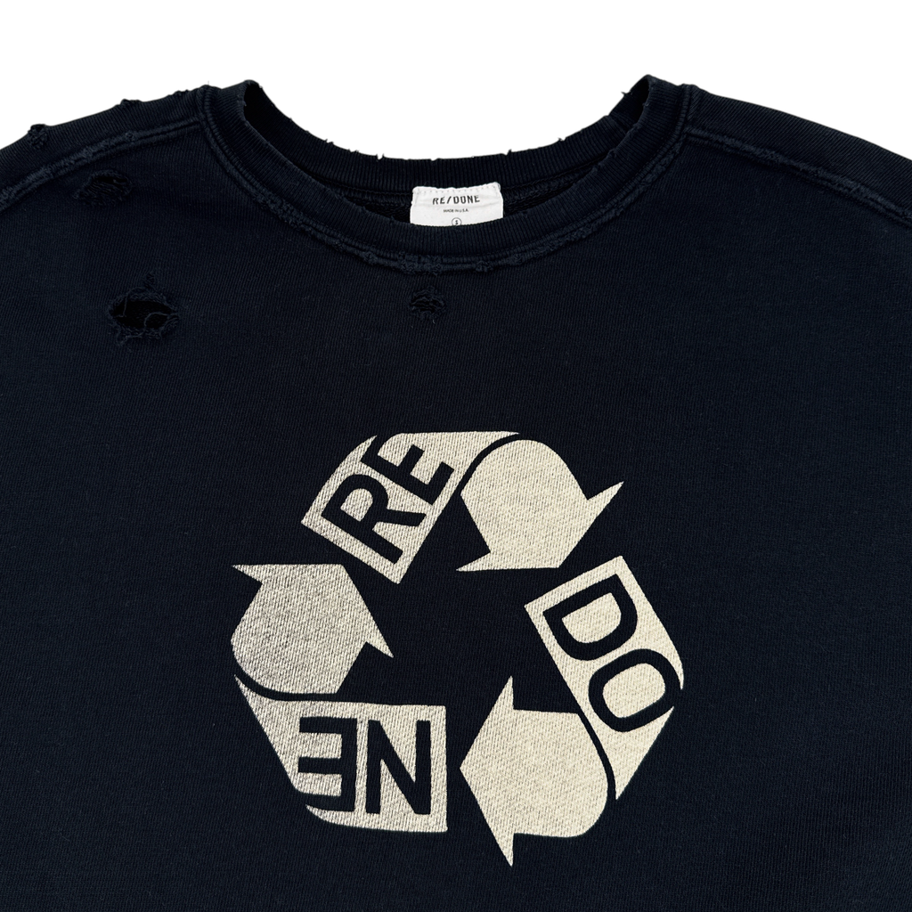 RE/DONE Recycle Distressed Crew Sweatshirt S RE/DONE