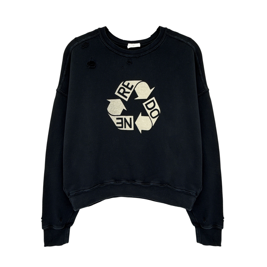 RE/DONE Recycle Distressed Crew Sweatshirt S RE/DONE