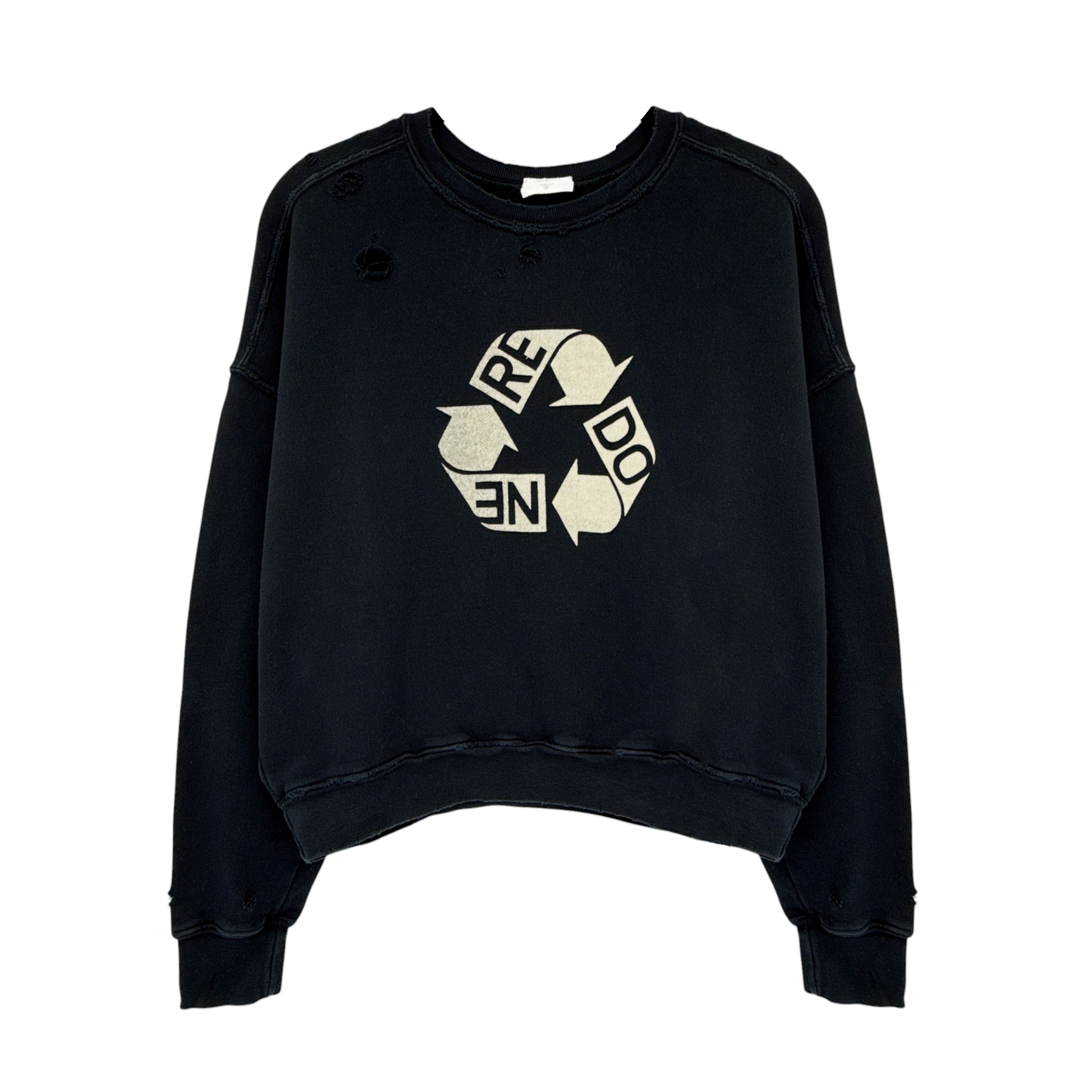 RE/DONE Recycle Distressed Crew Sweatshirt S RE/DONE