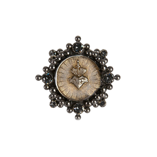 VIRGINS SAINTS & ANGELS VSA Cloister Sacred Heart Ring Gunmetal Size 6