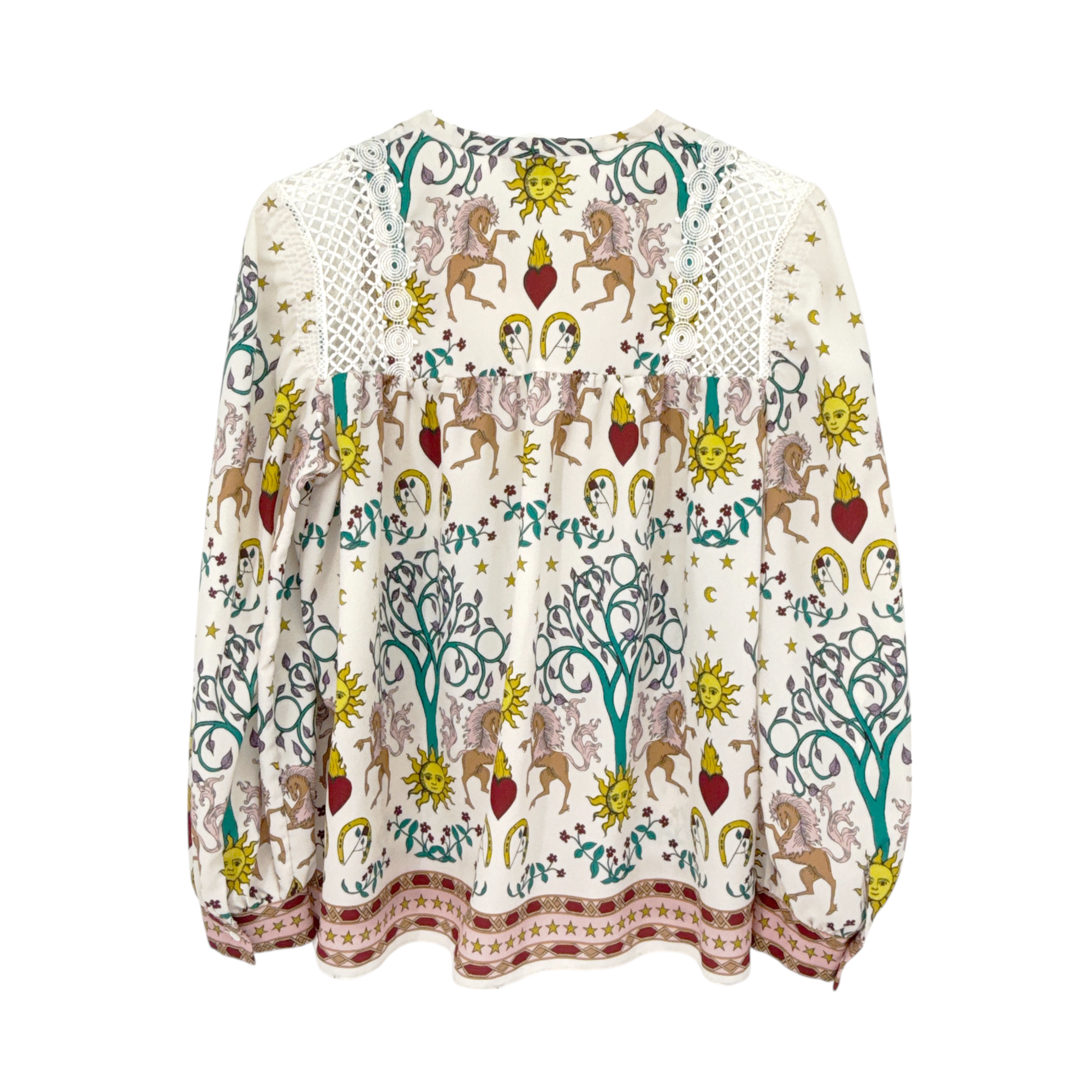SANDRO Azucar Print Chiffon Blouse In Off White 2|M Sandro