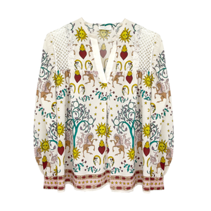 SANDRO Azucar Print Chiffon Blouse In Off White 2|M