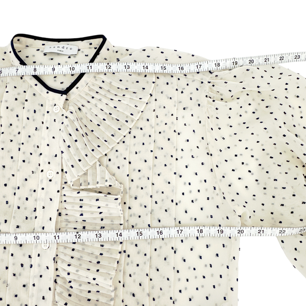 SANDRO Noelle Jabot Detail Swiss Dot Blouse 2|M Sandro