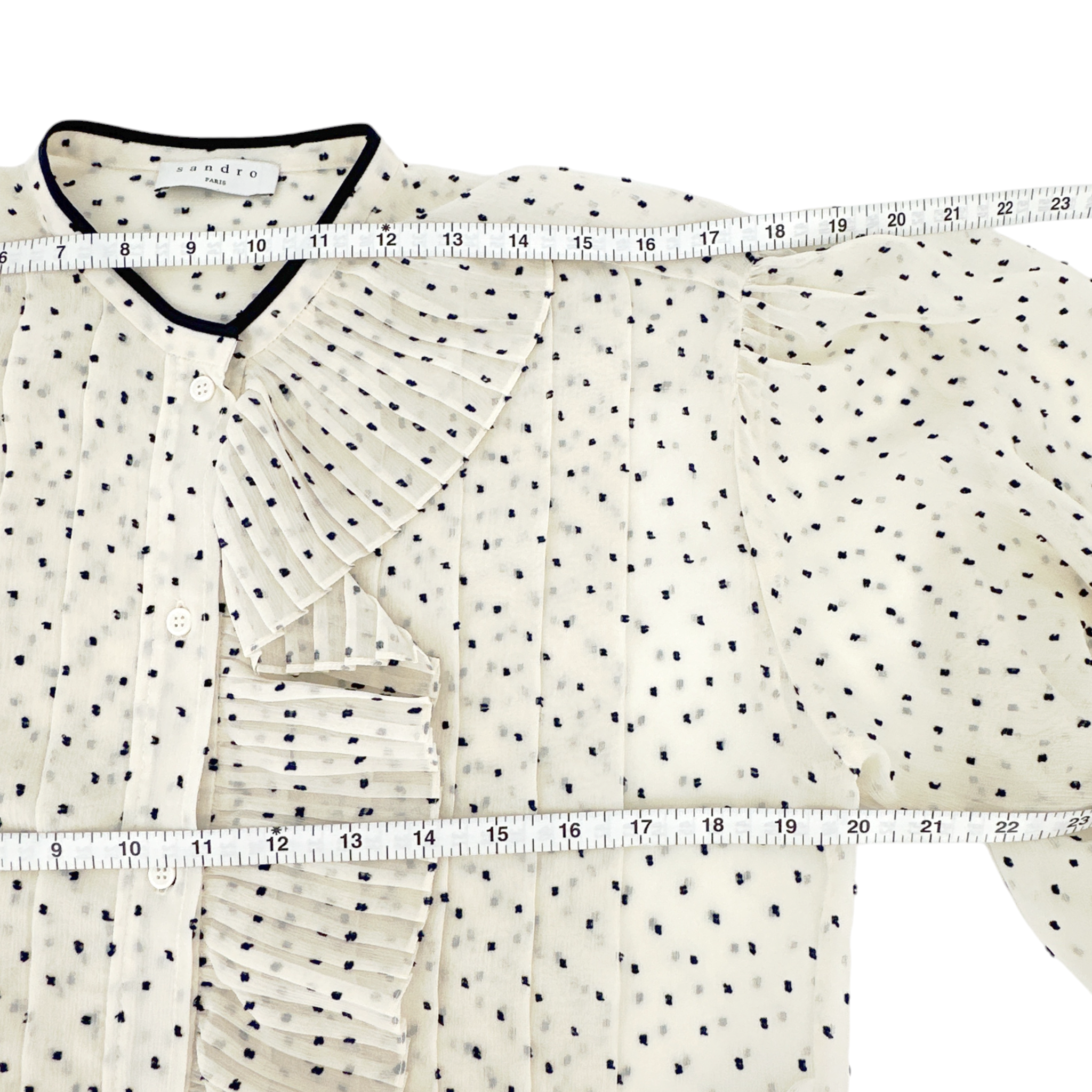 SANDRO Noelle Jabot Detail Swiss Dot Blouse 2|M Sandro