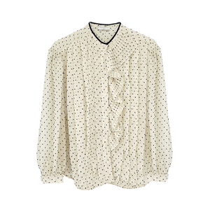 SANDRO Noelle Jabot Detail Swiss Dot Blouse 2|M