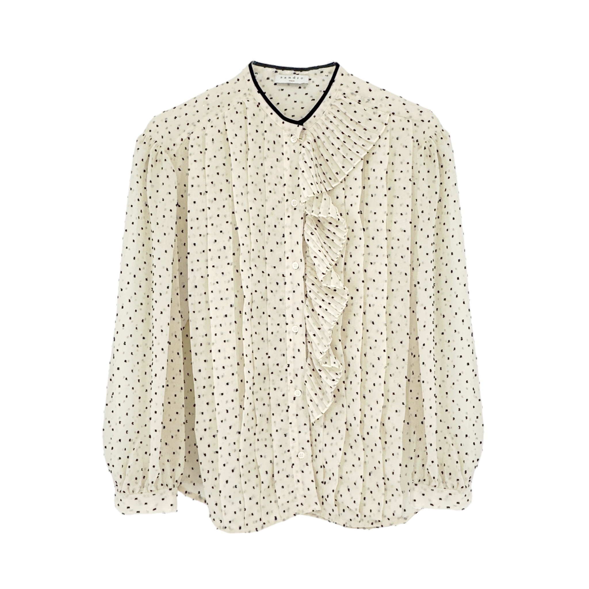SANDRO Noelle Jabot Detail Swiss Dot Blouse 2|M Sandro