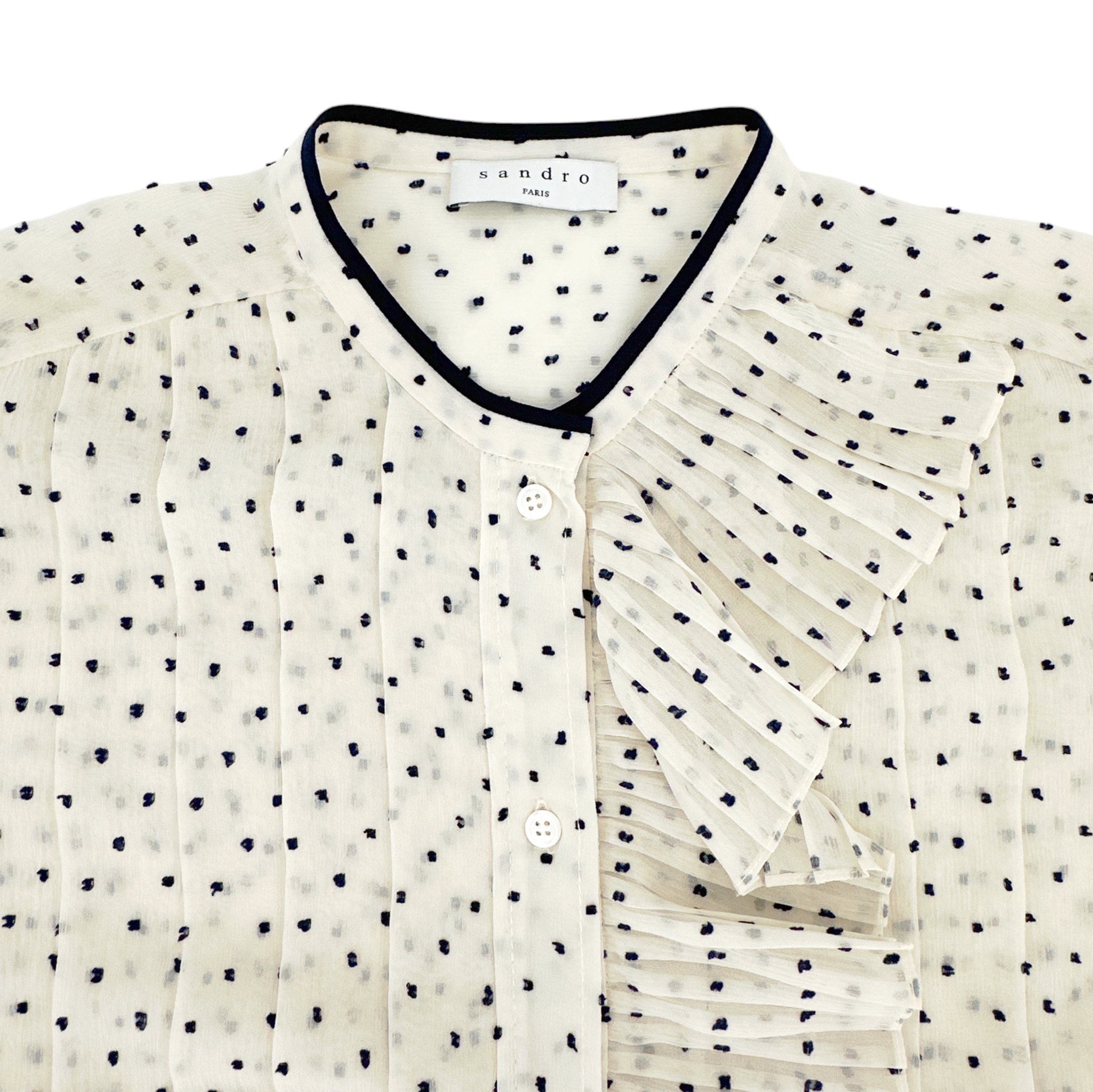 SANDRO Noelle Jabot Detail Swiss Dot Blouse 2|M Sandro