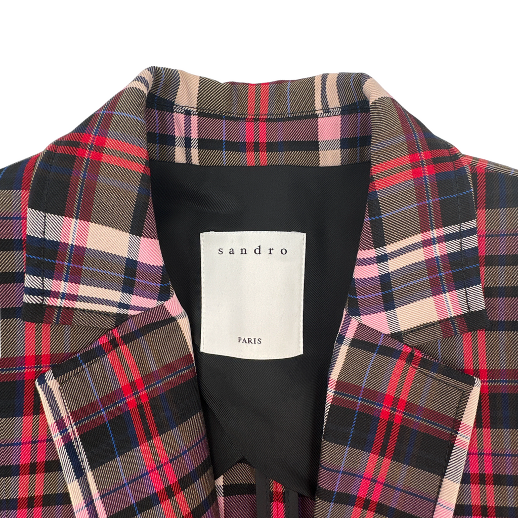 SANDRO Salima Single Button Plaid Blazer S Sandro