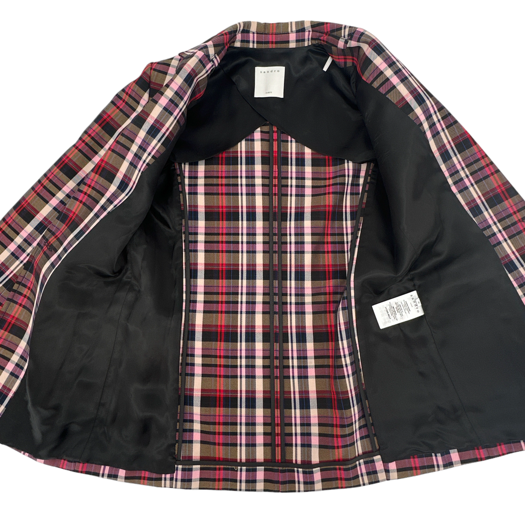 SANDRO Salima Single Button Plaid Blazer S Sandro
