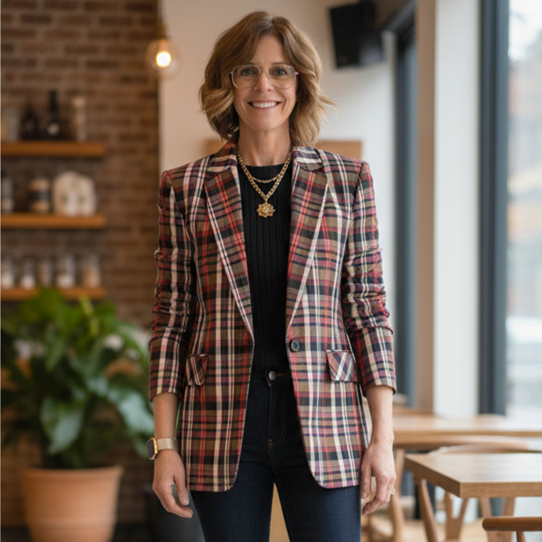 SANDRO Salima Single Button Plaid Blazer S Sandro