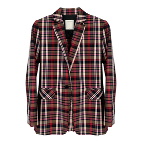 SANDRO Salima Single Button Plaid Blazer S