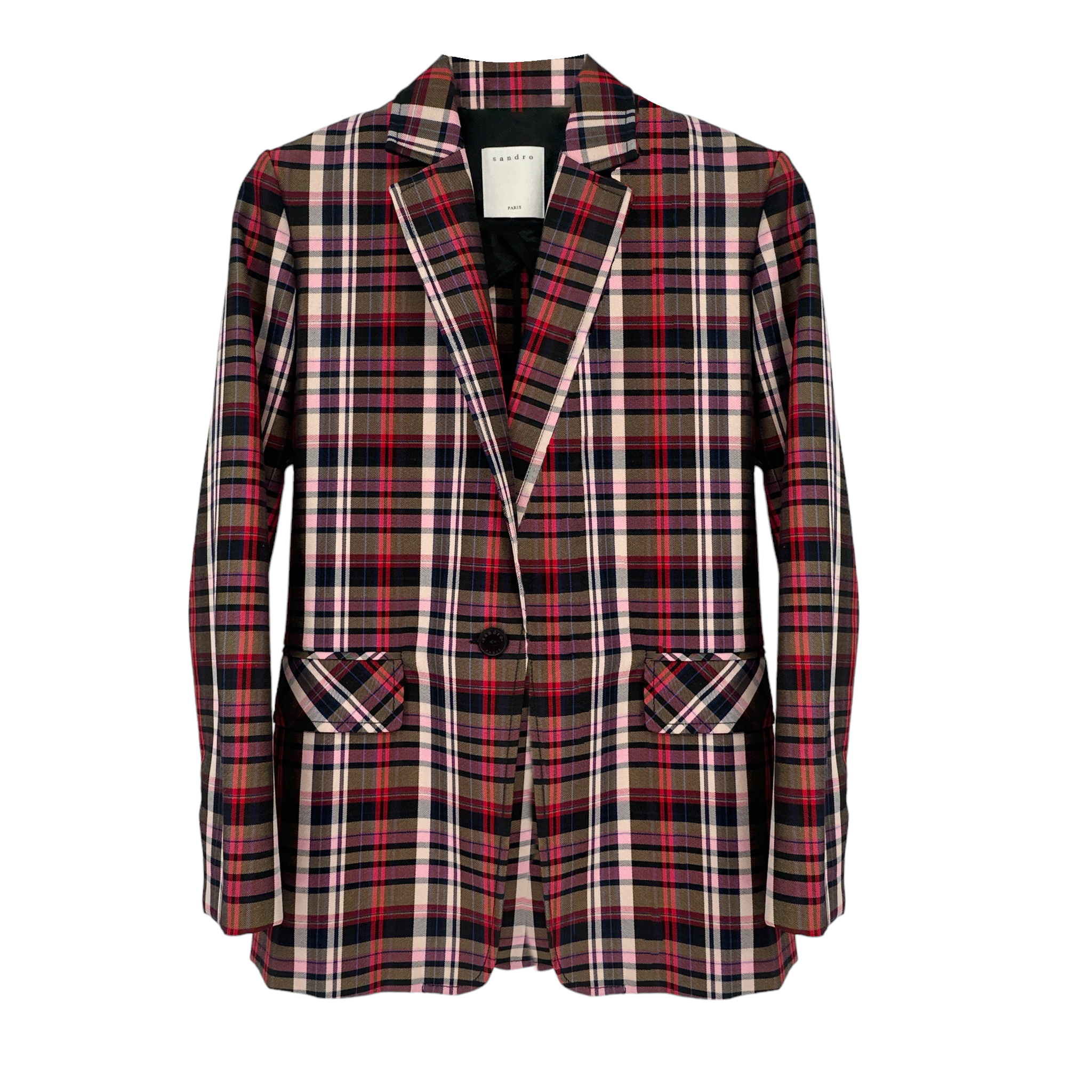 SANDRO Salima Single Button Plaid Blazer S Sandro
