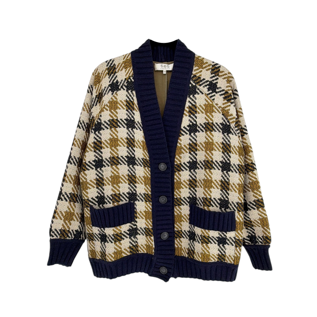 SEA NEW YORK Houndstooth Boyfriend Cardigan XS Sea New York