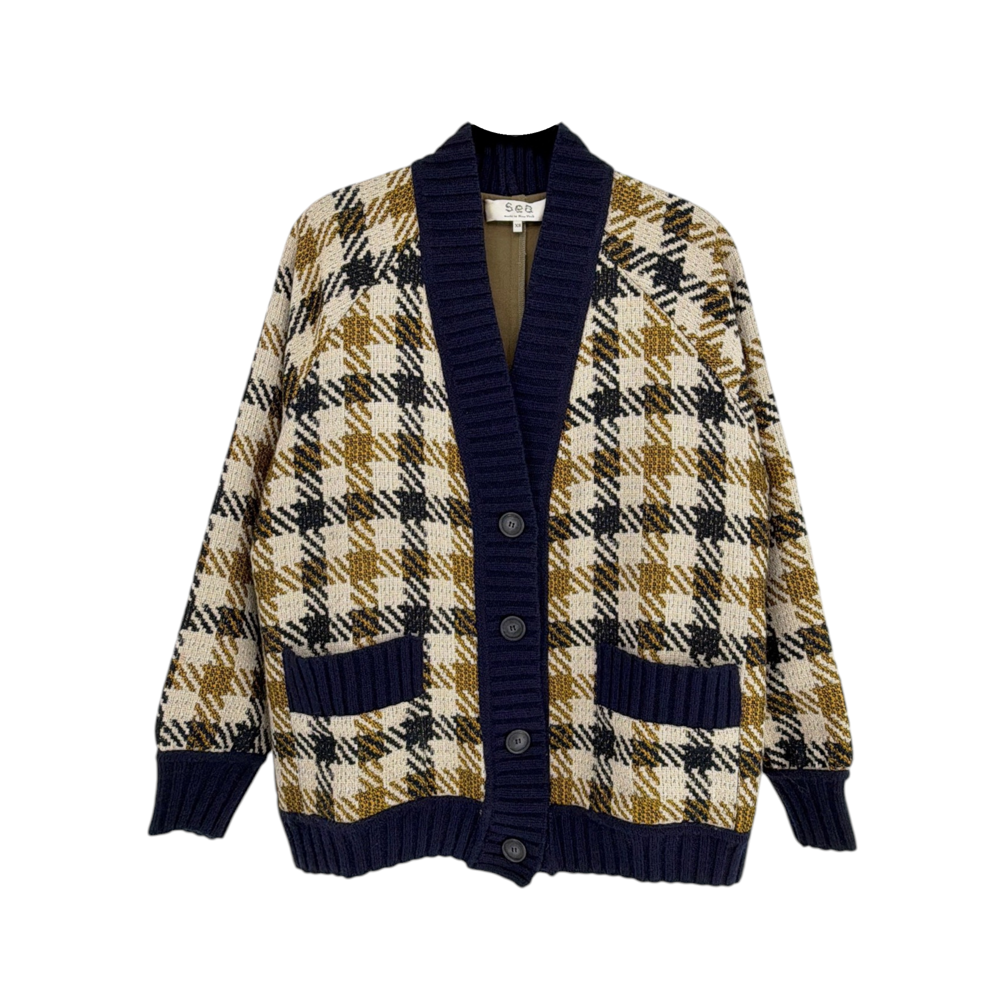 SEA NEW YORK Houndstooth Boyfriend Cardigan XS Sea New York
