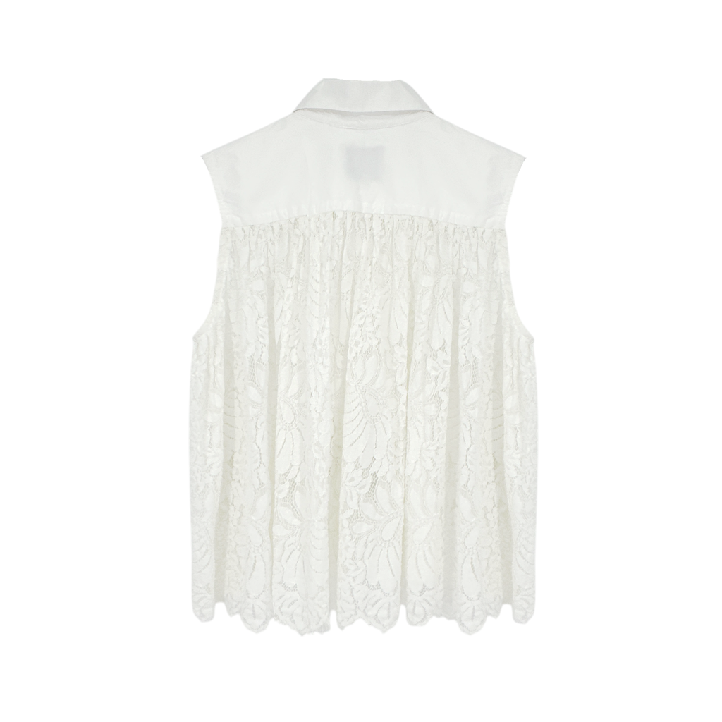 SEA New York Lace Back Button Down Blouse in Milky White 8|M Sea New York