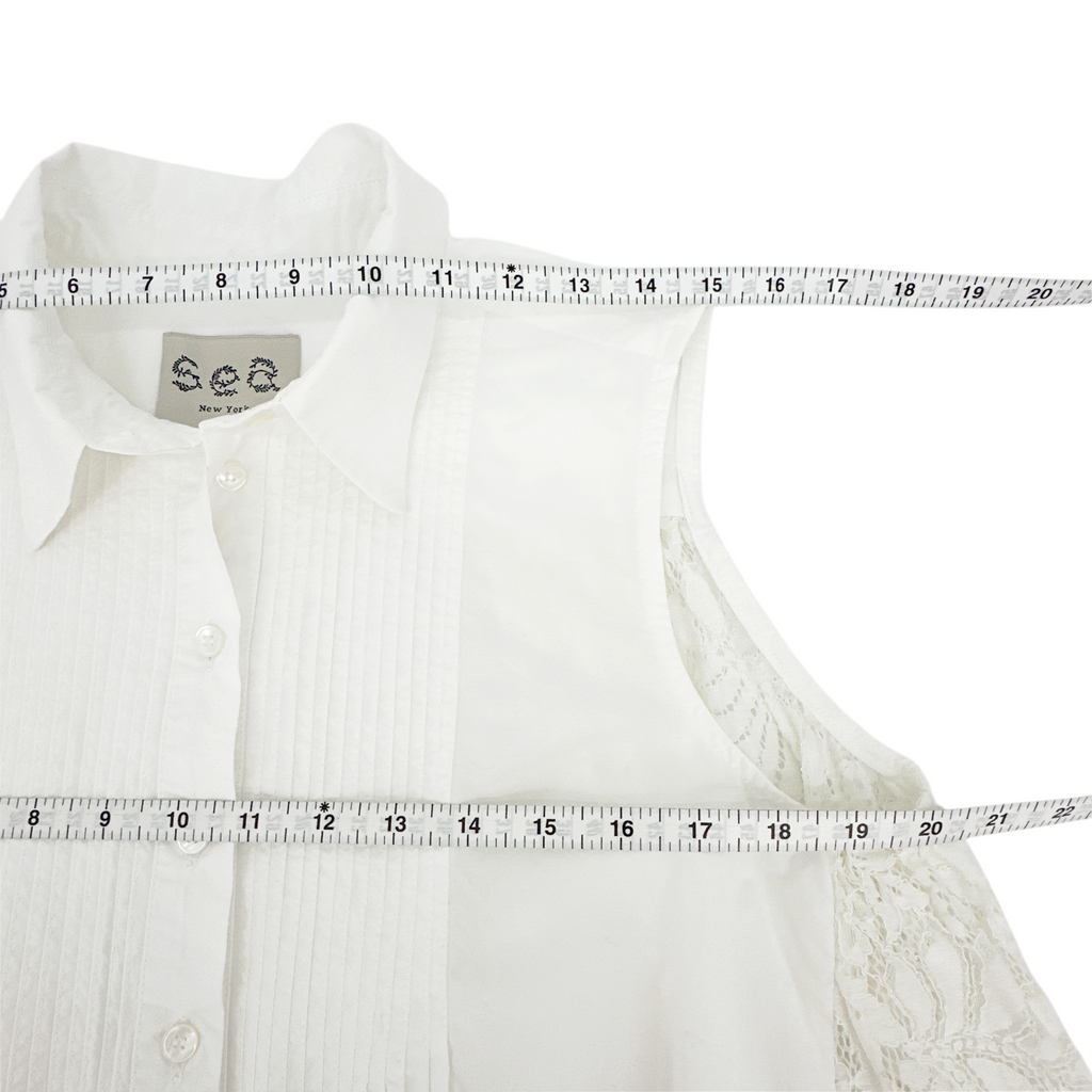 SEA New York Lace Back Button Down Blouse in Milky White 8|M Sea New York