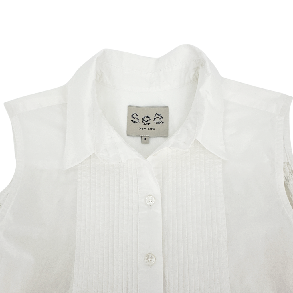 SEA New York Lace Back Button Down Blouse in Milky White 8|M Sea New York