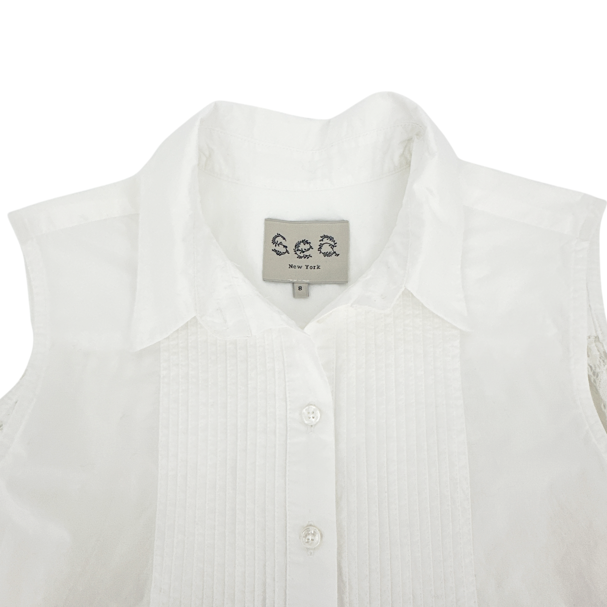 SEA New York Lace Back Button Down Blouse in Milky White 8|M Sea New York
