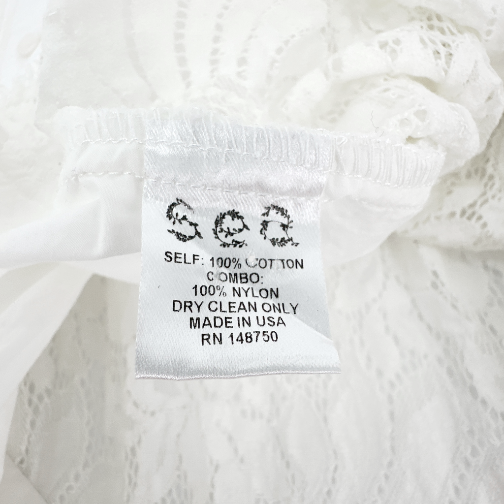 SEA New York Lace Back Button Down Blouse in Milky White 8|M Sea New York