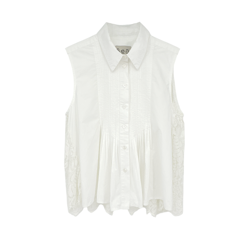 SEA New York Lace Back Button Down Blouse in Milky White 8|M Sea New York