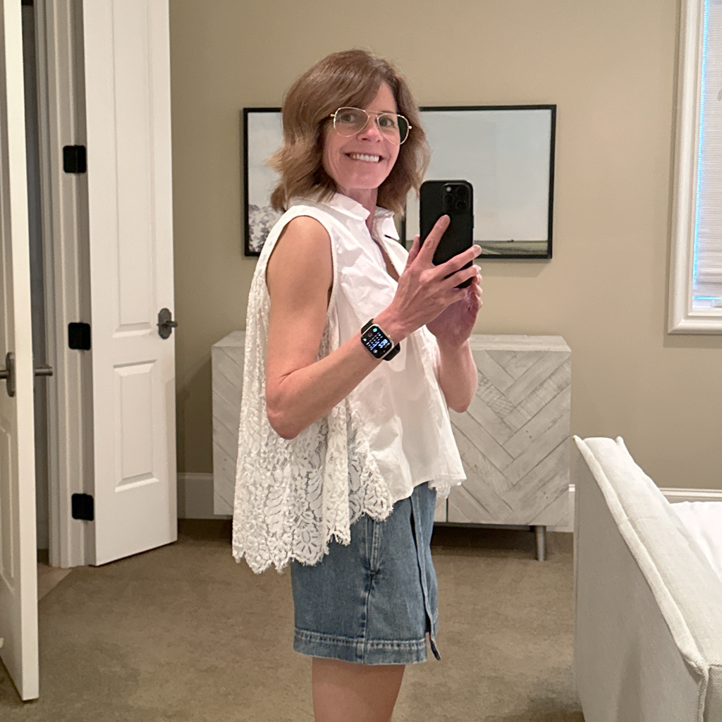 SEA New York Lace Back Button Down Blouse in Milky White 8|M Sea New York