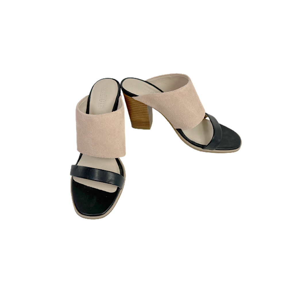 SEYCHELLES Lyra Black and Nude Leather Mules 6.5 Seychelles