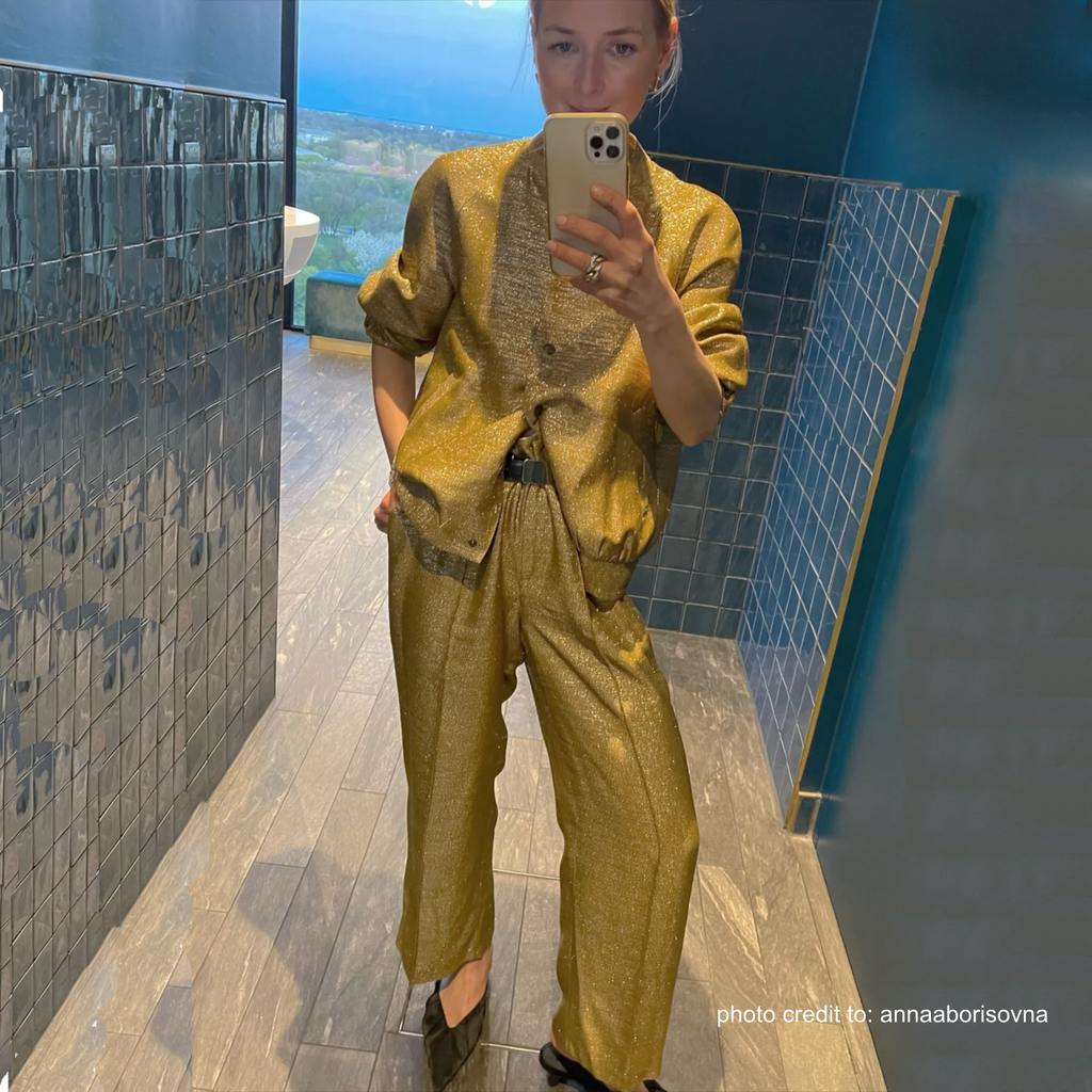 SEZANE Archie Jacket in Gold Viscose FR34|XS Sézane
