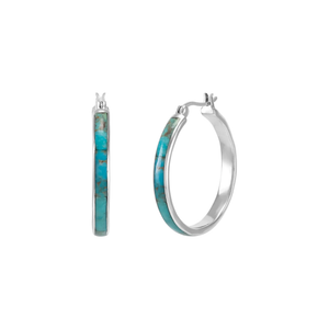 SILPADA Beginner's Luck Silver Compressed Turquoise Hoop Earrings