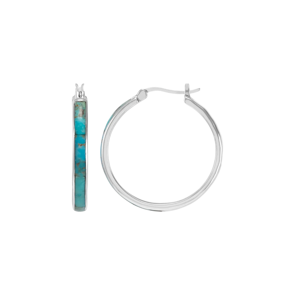 SILPADA Beginner's Luck Silver Compressed Turquoise Hoop Earrings