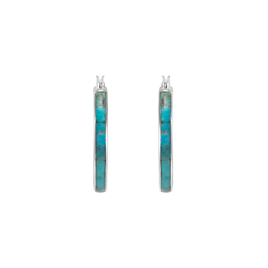 SILPADA Beginner's Luck Silver Compressed Turquoise Hoop Earrings Silpada Designs