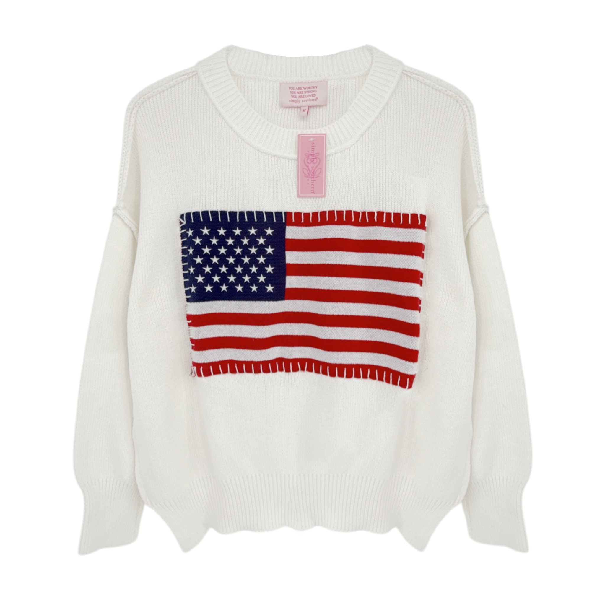 SIMPLY SOUTHERN USA Sweater in Ivory M Simply Southern