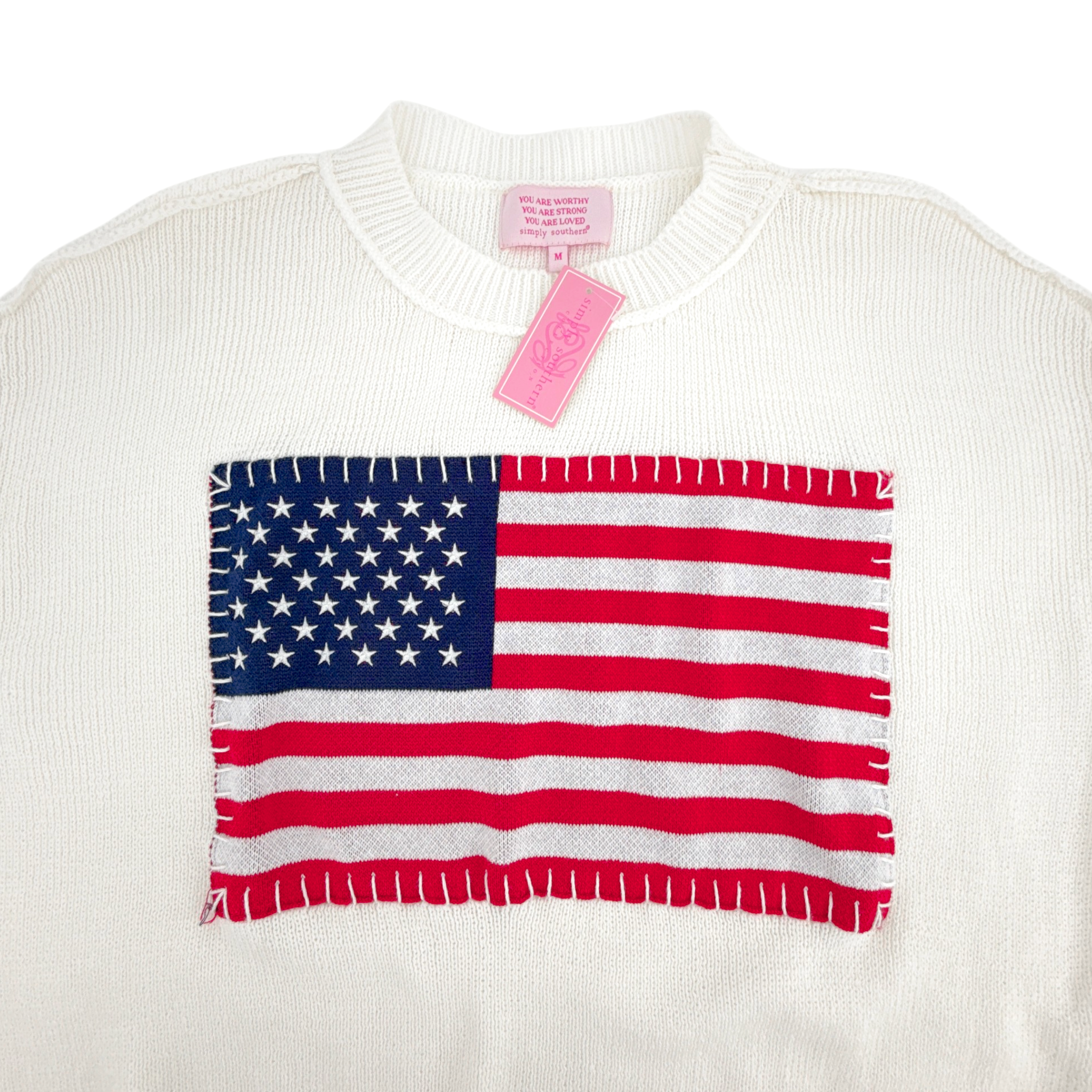 SIMPLY SOUTHERN USA Sweater in Ivory M Simply Southern