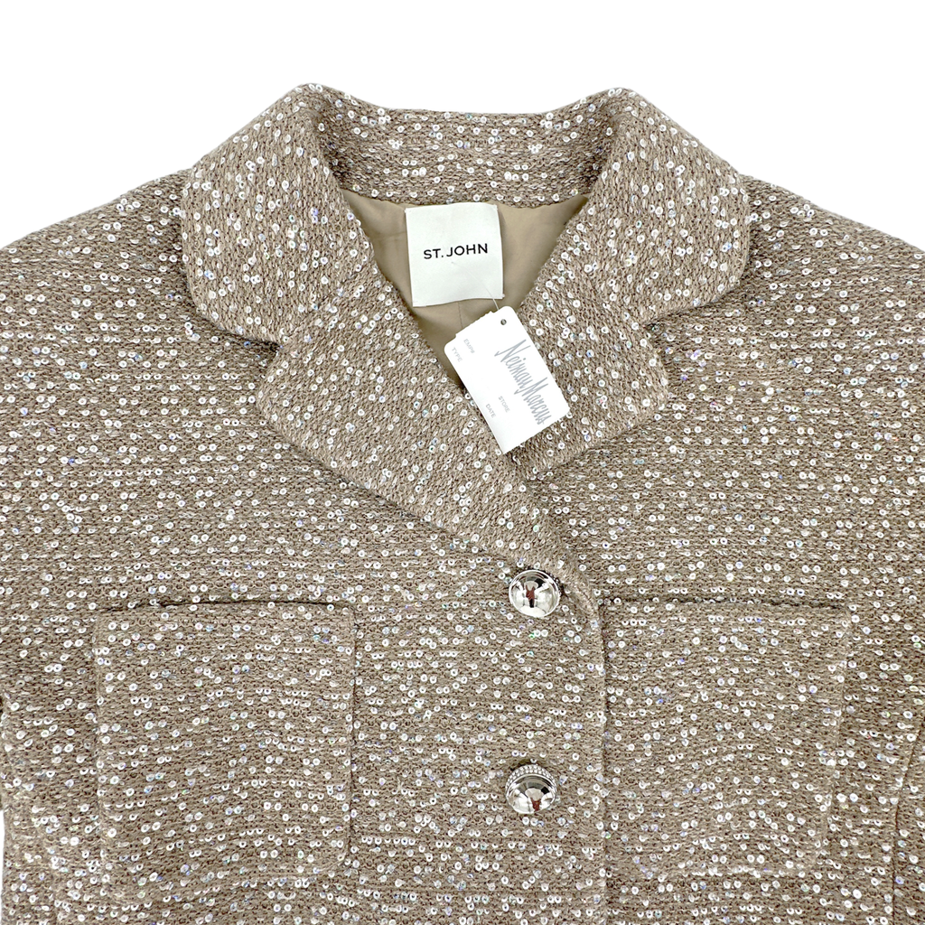 ST. JOHN Textured Sequin Knit Collared Jacket 4|S St. John