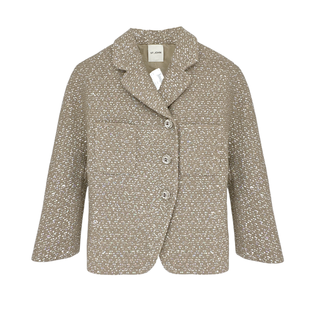 ST. JOHN Textured Sequin Knit Collared Jacket 4|S St. John