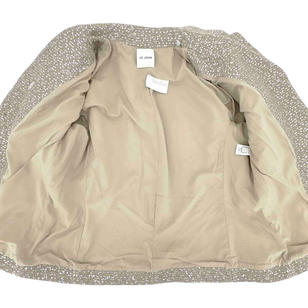 ST. JOHN Textured Sequin Knit Collared Jacket 4|S St. John
