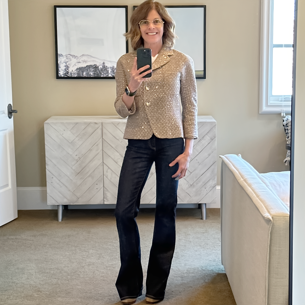 ST. JOHN Textured Sequin Knit Collared Jacket 4|S St. John