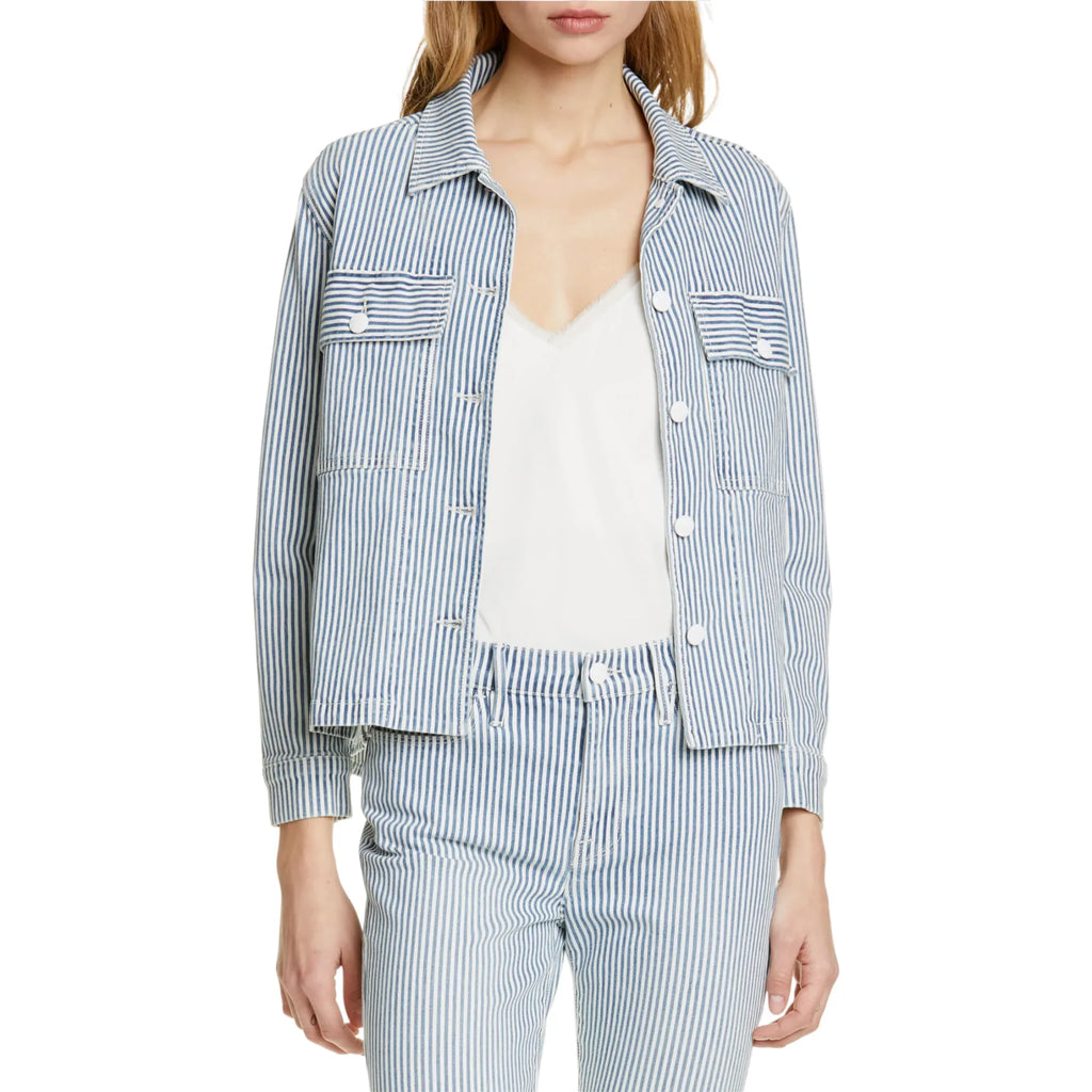 FRAME Engineer Striped Denim Shirt Jacket XS - flyKAMP