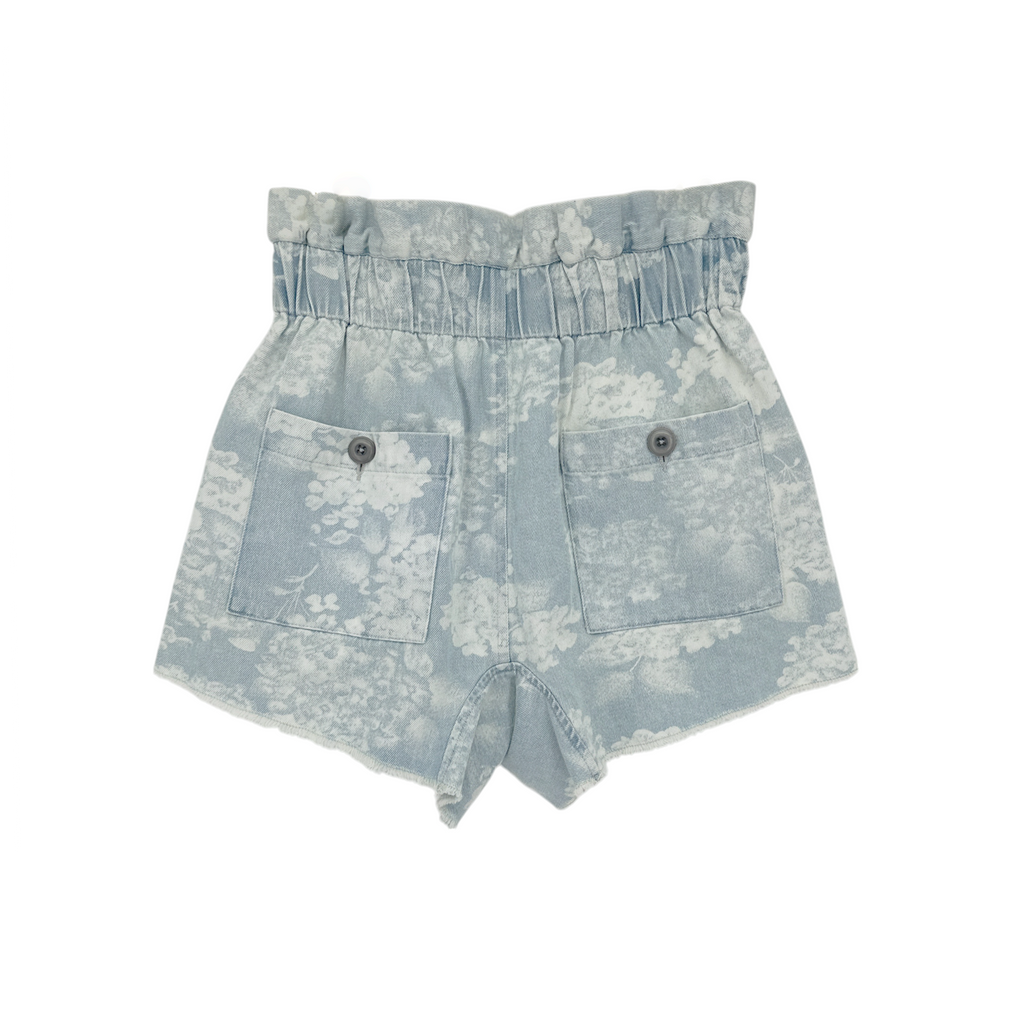 THE GREAT. The Midland Frayed Shorts in Blue Floral 0|XS The Great.