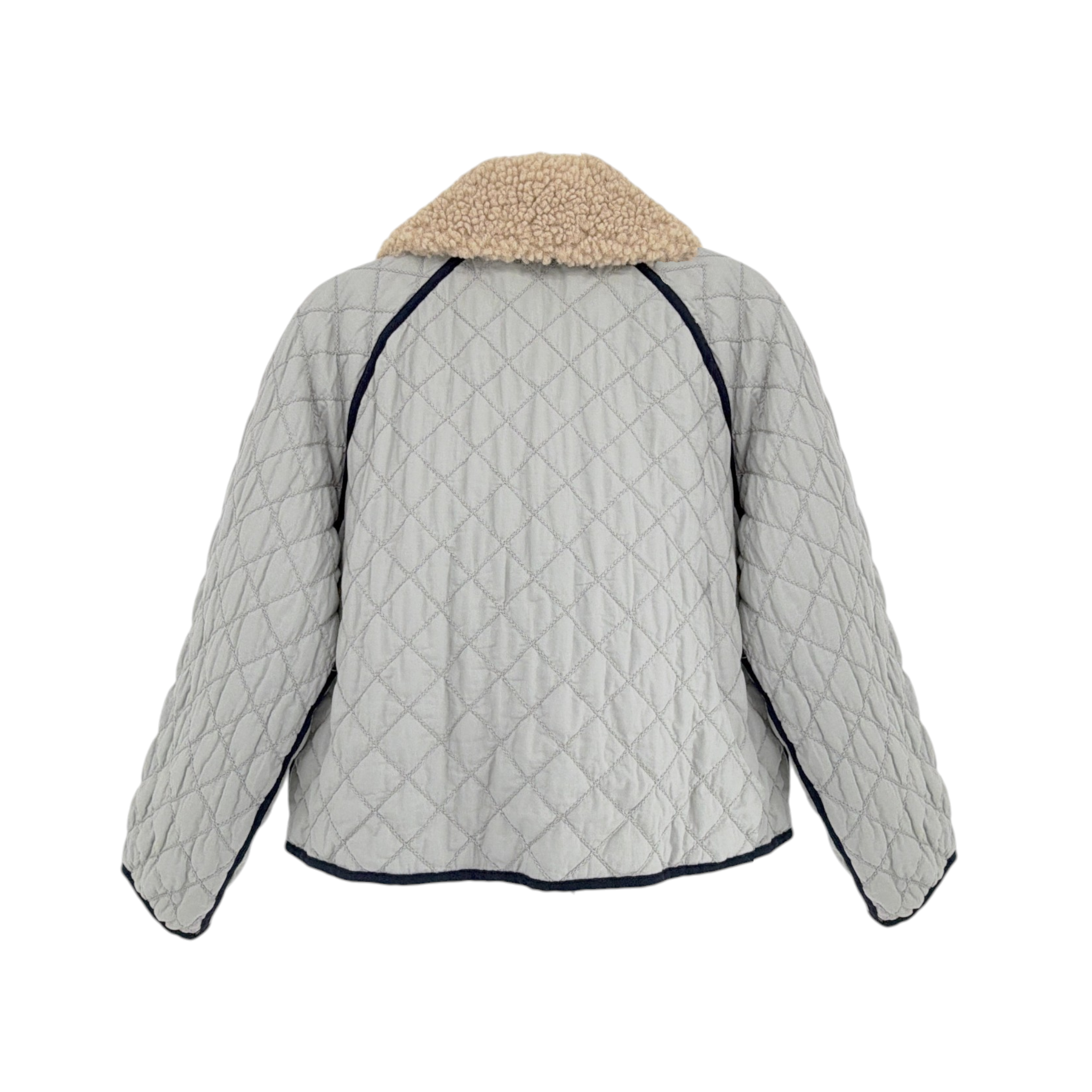 THE GREAT. The Short Quilted Reversible Jacket in Stone Blue 0|XS The Great.