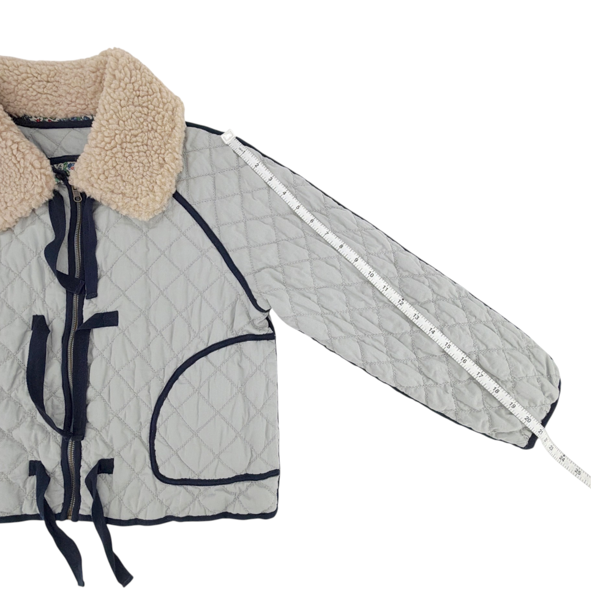 THE GREAT. The Short Quilted Reversible Jacket in Stone Blue 0|XS The Great.